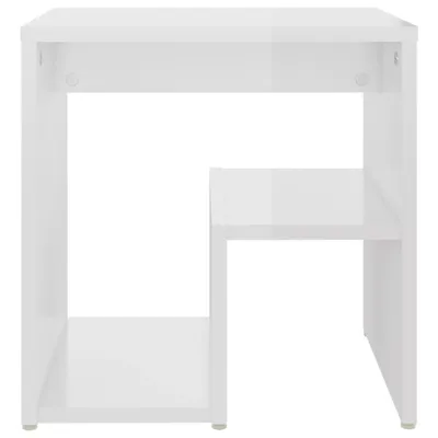 Image de The Living Store Table de chevet blanc brillant 40x30x40 cm bois composite