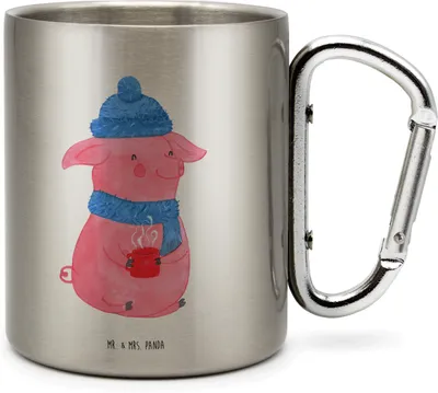 Produktbild von Mr. & Mrs. Panda Thermobecher Schwein Glühwein - Transparent - Geschenk, Glühschwein, Weihnachtsmarkt, Teebecher, Isolierbecher, Campingtasse, Punsch, Weihnachtsdeko
