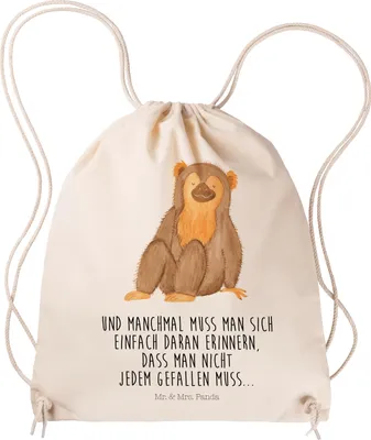 Produktbild von Mr. & Mrs. Panda Jutebeutel Affe - Transparent - Geschenk, Selbstliebe, Affen, Respekt, Sportbeutel, Beutel, Turnbeutel, Selfcare, wander rucksack, baumwoll, Afrika