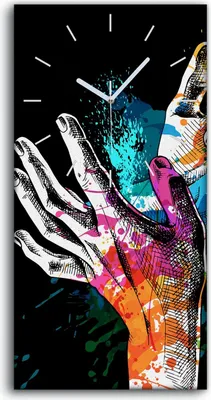 Produktbild von Küchenuhr Bürouhr Leinwand Uhr 30x60 Foto Farbfestival Poster mit Händen - weiße Hände