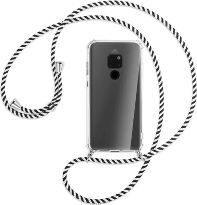Produktbild von Handykette Backcover-Schutzhülle mit Band (Metall silberfarben) für Huawei Mate 20 - rosa Karo
