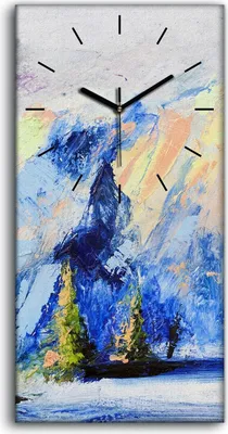 Produktbild von Wandbild Leinwand Bilder Wanduhr 30x60 Malerei Winter Schnee Berge Bäume Natur - schwarze Hände