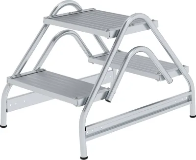 Produktbild von Günzburger Steigtechnik Arbeitspodest beidseitig begehbar Aluminium geriffelt 2 x 2 Stufen - 050059