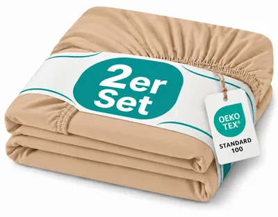 Produktbild von Topper Jersey Spannbettlaken Doppelpack 140x200 - 160x200 cm Sand