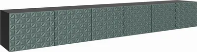 Produktbild von MEBLINI TV-Schrank 300cm Lang - Fernsehschrank - TV Lowboard Industrial - Unterschrank für Fernseher - TV-Unterschrank - TV-Schrank - Hängeschrank - CALIO - 300x40x41cm - Schwarz Matt/Grün Matt