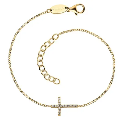 Produktbild von Engelsrufer Armband Damen Kreuz Silber Vergoldet ERB-LILCROSS-ZI-G