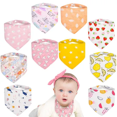Imagen del producto de Set de 10 baberos tipo bandana de algodón