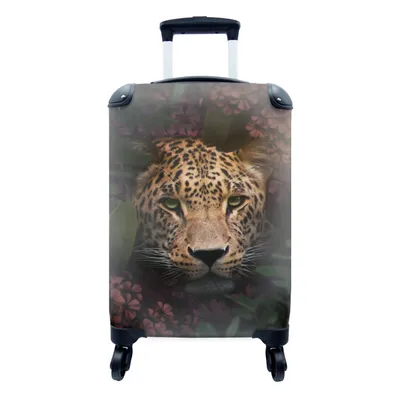 Produktbild von MuchoWow® Koffer Handgepäck Trolley Rollkoffer Kleine Reisekoffer mit 4 Rollen - Panther - Dschungel - Pflanzen - Blumen - Cabin Size < 55x40x23 cm & 55x40x20 cm - Fotokoffer - Kabinenkoffer - Boardgepäck - Reise-Box - Reisekoffer - Reisegepäck - Koffer mit Bild - Trolley für Kinder