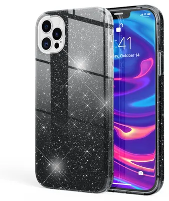 Obrázok produktu pre NALIA trblietavé puzdro na mobilný telefón pre iPhone 12 Pro Max, trblietavý kryt Bumper Black