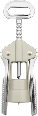 Image de FMprofessional Tire-bouchon pour vin/prosecco, tire-bouchon pour bouchons en plastique, couteau de sommelier avec décapsuleur (couleur : argent/beige)