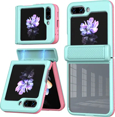 Immagine prodotto di Custodia per Samsung Galaxy Z Flip 5 Custodia ibrida trasparente in TPU con protezione della cerniera Azzurro