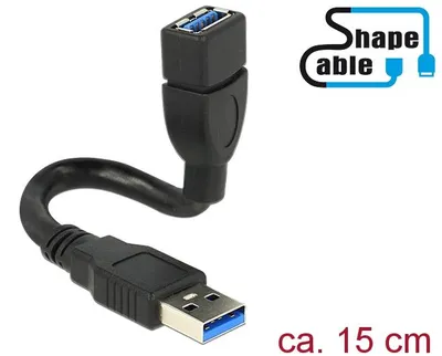 Image de Delock 83713 DELOCK USB3.0 Verl. A -> A St/Bu 0.15m schwarz ShapeC