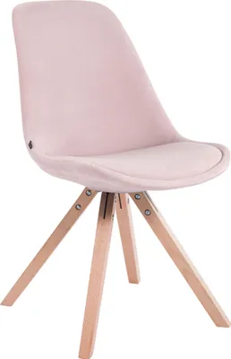 Produktbild von CLP Besucherstuhl Toulouse Samt Square mit Sitzpolster und eckigen Holzbeinen pink Gestell Farbe natur