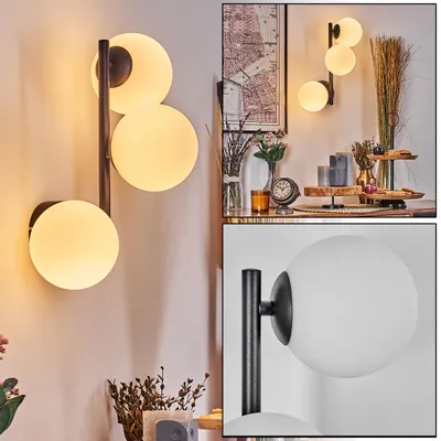 Produktbild von Isorella Wandlampe aus Metall/Glas in Schwarz/Milchglas/Weiß