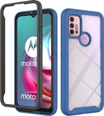 Produktbild von Moto G30 Hülle, Transparente Rückseite Robust TPU Bumper Rutschfest Stoßfest Ganzkörper Schutzhülle für Motorola Moto G30 / G20 / G10 / G10 Power Navy blau