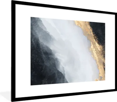 Produktbild von MuchoWow® Gerahmtes Poster Abstrakt - Farbe - Gold - Schwarz - Marmor 80x60 cm - Poster mit Schwarzem Bilderrahmen Wandposter Rahmen Foto Bilder - Schlafzimmer-Dekorationen - Fotoposter