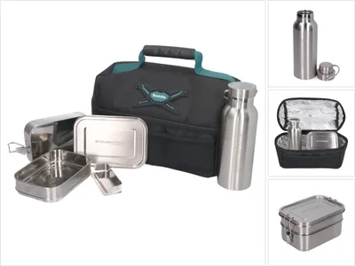 Image de Toolbrothers Kit déjeuner avec sac isotherme Makita + Toolbrothers Fan boîte à pain en inox 1340 ml + gourde en inox 500 ml