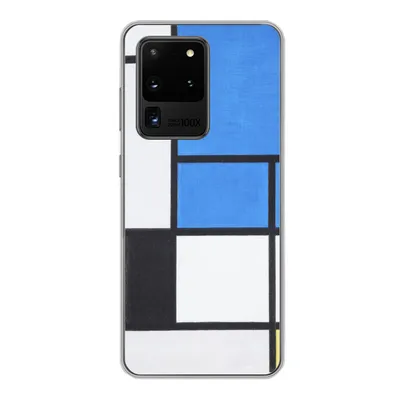 Produktbild von MuchoWow® Handyhülle Schutzhülle Hülle für Samsung Galaxy S20 Ultra Komposition mit Blau, Rot, Schwarz, Gelb und Grau - Piet Mondrian Silikon Softcase Handy Hülle - Karteninhaber