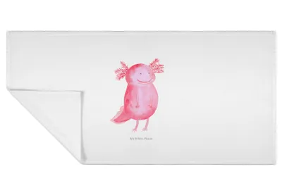 Produktbild von Mr. & Mrs. Panda Handtuch Axolotl Glücklich - Weiß - Geschenk, frottierhandtuch, 50x100, Flauschtuch, gut Gelaunt, baumwolle, Schwanzlurch, Gute Laune, Lebensfroh