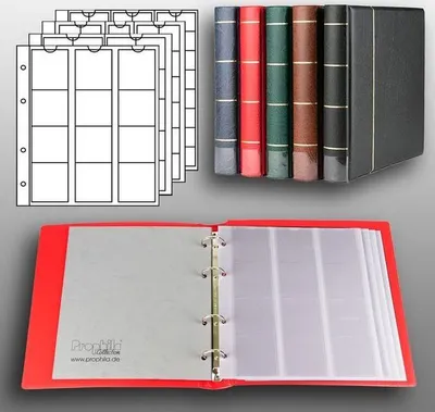 Produktbild von Prophila Collection Münz-Album mit 4 Hüllen für 110 Münzen rot