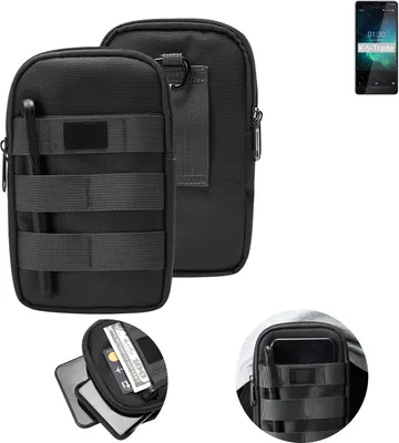 Produktbild von K-S-Trade Holster Gürtel Tasche kompatibel mit Nokia 3.1 C Handy Tasche Schutz Hülle dunkel-grau viele Fächer, 1x