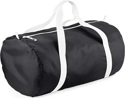 Produktbild von BagBase BG150 | Packaway Barrel Bag | 50 x 30 x 26 cm - Farbe: Black/White - Größe: 50 x 30 x 26 cm