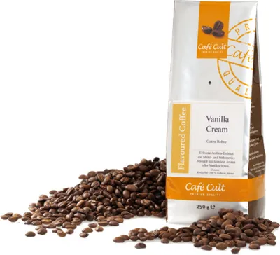 Produktbild von Kaffee "Vanilla Cream" in 1 kg Tüte, ganze Bohne, aromatisiert