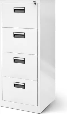 Produktbild von Hängeregistraturschrank V004A Hängemappenschrank Hängeregisterschrank Aktenschrank mit 4 Schubladen Pulverbeschichtung Stahlblech 132 cm x 46 cm x 62 cm (H x B x T), Farbe: Weiß