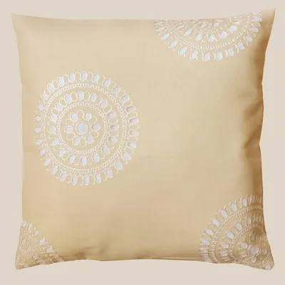 Produktbild von Kissenhülle mit Stickerei Kreise Sofakissen modern Dekokissen  40 x 40 cm Kissenhülle ecru