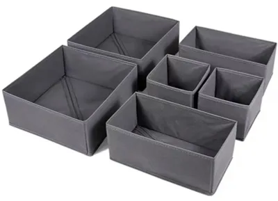 Schubladen-Organizer 6er-Set, faltbare Aufbewahrungsboxen, grau