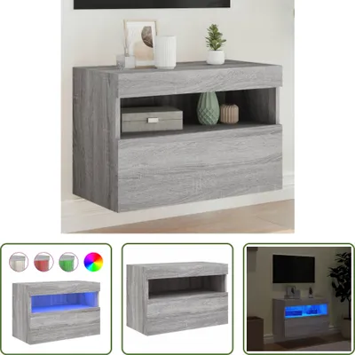 Produktbild von The Living Store TV-Wandschrank mit LED-Leuchten Grau Sonoma 60x30x40 cm