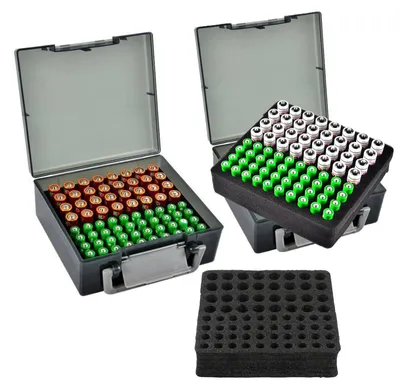 Batterie-Aufbewahrungsbox, 2er Set, für 72 Batterien (32 AA + 40 AAA)