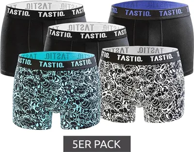 Produktbild von 5er Pack TASTIQ Herren Boxershorts in Geschenkbox Baumwoll-Unterhose TAS/BCX5/FASH Schwarz/Bunt, Größe:L