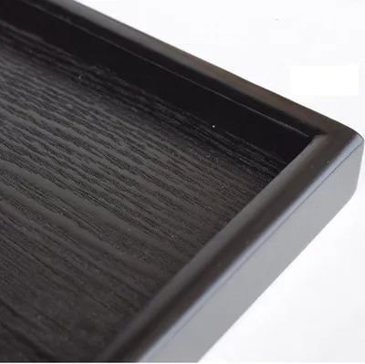 Image de Plateau de service en bois avec poignée - durable - 1 pièce - noir - 40 x 28 cm