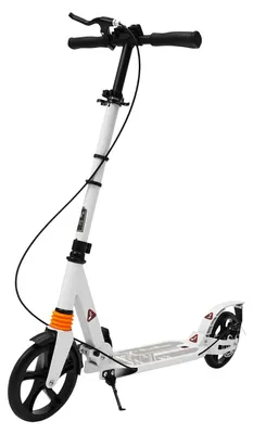 Immagine prodotto di Monopattino pieghevole per adulti e adolescenti - Scooter - Altezza regolabile - 2 ruote inPoliuretano- Capacità di carico: 100 kg - Cavalletto - Parafanghi - Bianco