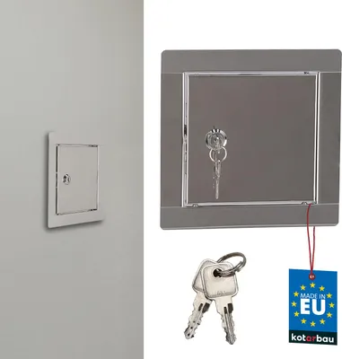 Immagine prodotto di KOTARBAU® Sportello Ispezione Acciaio Inox 10x10 cm Argento Porta D'Ispezione per Cartongesso con Serratura e 2 Chiavi Sportello Di Manutenzione