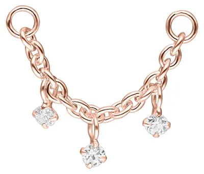 Produktbild von Wildcat Piercingkette - Crystal Pendants Piercing Connection Chain aus Silber, Körperstelle: Ohr, Nase, Länge: 20,0mm, Roségold-Kristallklar