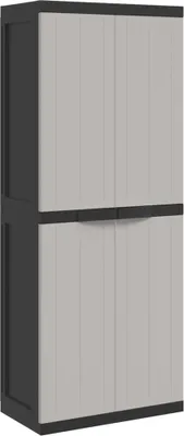 Produktbild von vidaXL Gartenschrank Grau und Schwarz 65x37x165 cm PP