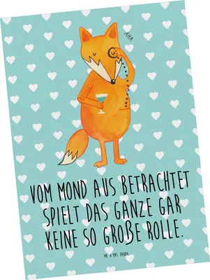 Produktbild von Mr. & Mrs. Panda Ansichtskarte Fuchs Lord - Türkis Pastell - Geschenk, Neugierig, Postkarten, Mond, Spruch Lustig, Grußkarte, Ansichtskarten, Monokel, Kunstkarten, Schick