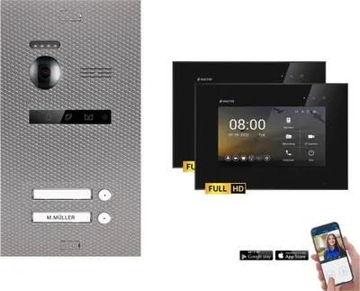 Produktbild von BALTER EVO HD Karbon-Silber Video Türsprechanlage Set 2 Teilnehmer 2x 7" WLAN Monitor Schwarz