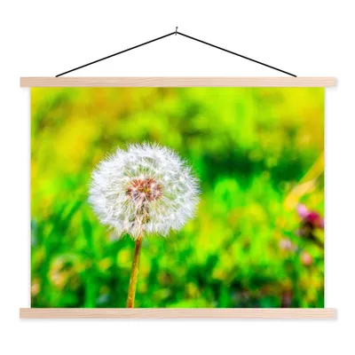 Produktbild von MuchoWow® Textilposter Löwenzahn - Gras - Blume 120x90 cm mit holzfarbenen Rahmen - Magnetisch