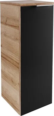Produktbild von B.Brillant Midischrank hängend  Hängender Badezimmerschrank mit Front aus lackiertem Glas  Viel Stauraum & Soft-Close  Badschrank in Anthrazit & Eiche (30 x 83 x 32 cm)