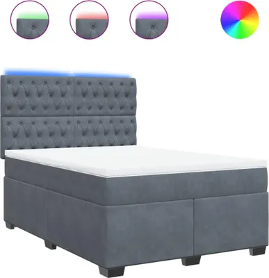 Produktbild von vidaXL Boxspringbett mit Matratze Dunkelgrau 140x190 cm Samt