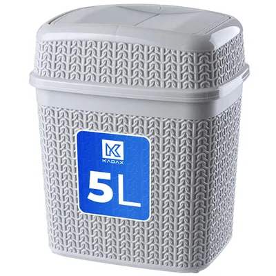 Produktbild von KADAX Kosmetikeimer aus Kunststoff "Tonni", Abfalleimer mit Schwingdeckel, Mülleimer für Bad, Grau, 5L