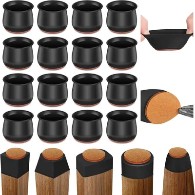 Produktbild von Silicone Stuhlbein-Schutzkappen 16 Stück, Rutschfeste Gummikappen Für Holzböden, Passend Für Runde Und Quadratische Stuhlbeine