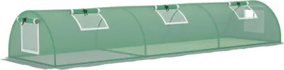Image de Outsunny Serre de jardin tunnel mini serre tunnel 300 x 80 x 45 cm 5 fenêtres enroulables bâche PE 140 g/㎡ métal époxy vert