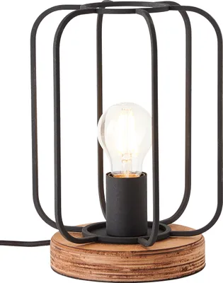 Productafbeelding van Brilliant Tischleuchte Tosh Schwarz/Holz max. 40W E27 ohne Leuchtmittel mit Schalter