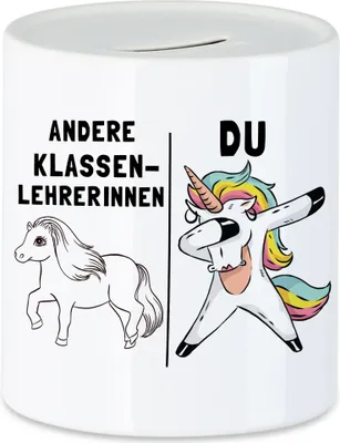 Produktbild von Andere Klassenlehrerinnen Du Spardose  Pferd Einhorn Humor Lustig Unicorn Geschenk Apotheke