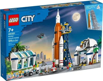 Produktbild von LEGO 60351 City Raumfahrtzentrum Weltraum-Spielzeug aus der LEGO NASA Serie mit 7 Astronauten-Minifiguren und einer Rakete, ab 7 Jahre