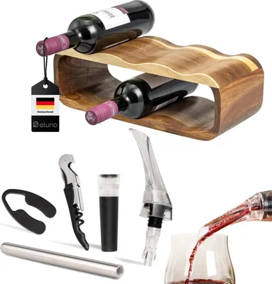 Immagine prodotto di set portabottiglie bremermann da 6 pezzi con versatore per decanter, coltello da cameriere, tappo per il vuoto, asta di raffreddamento e tagliacapsule
